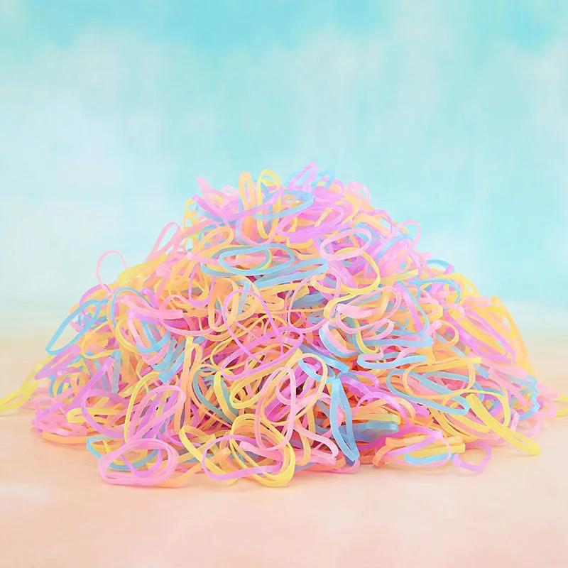 1000 pièces bandes de cheveux jetables colorées filles élastique en caoutchouc enfants élastique pou