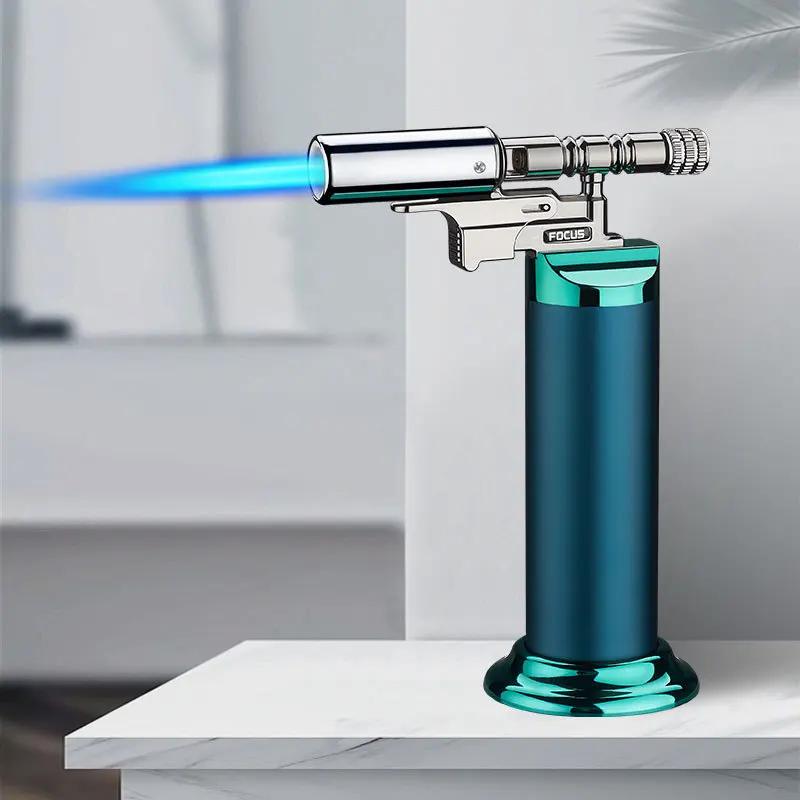 Pistolet de soudage en métal puissant, coupe-vent, torche à Jet de flamme bleue, briquet à gaz, ciga