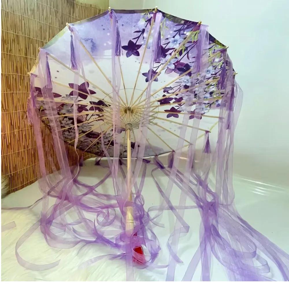 Hanfu – parapluie à pampilles violet lavande, Anime, coupe-vent, pour danse sur la plage, Cosplay, p