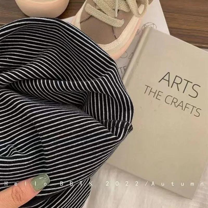T-shirt rayé coréen à manches longues pour enfants, haut simple pour bébé, chemise chaude pour garço