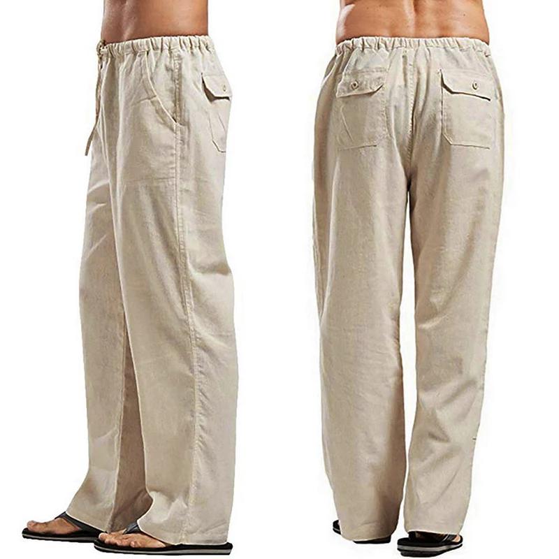 Mode hommes lin pantalons larges coréen pantalon surdimensionné sport Streetwear mâle printemps Yoga