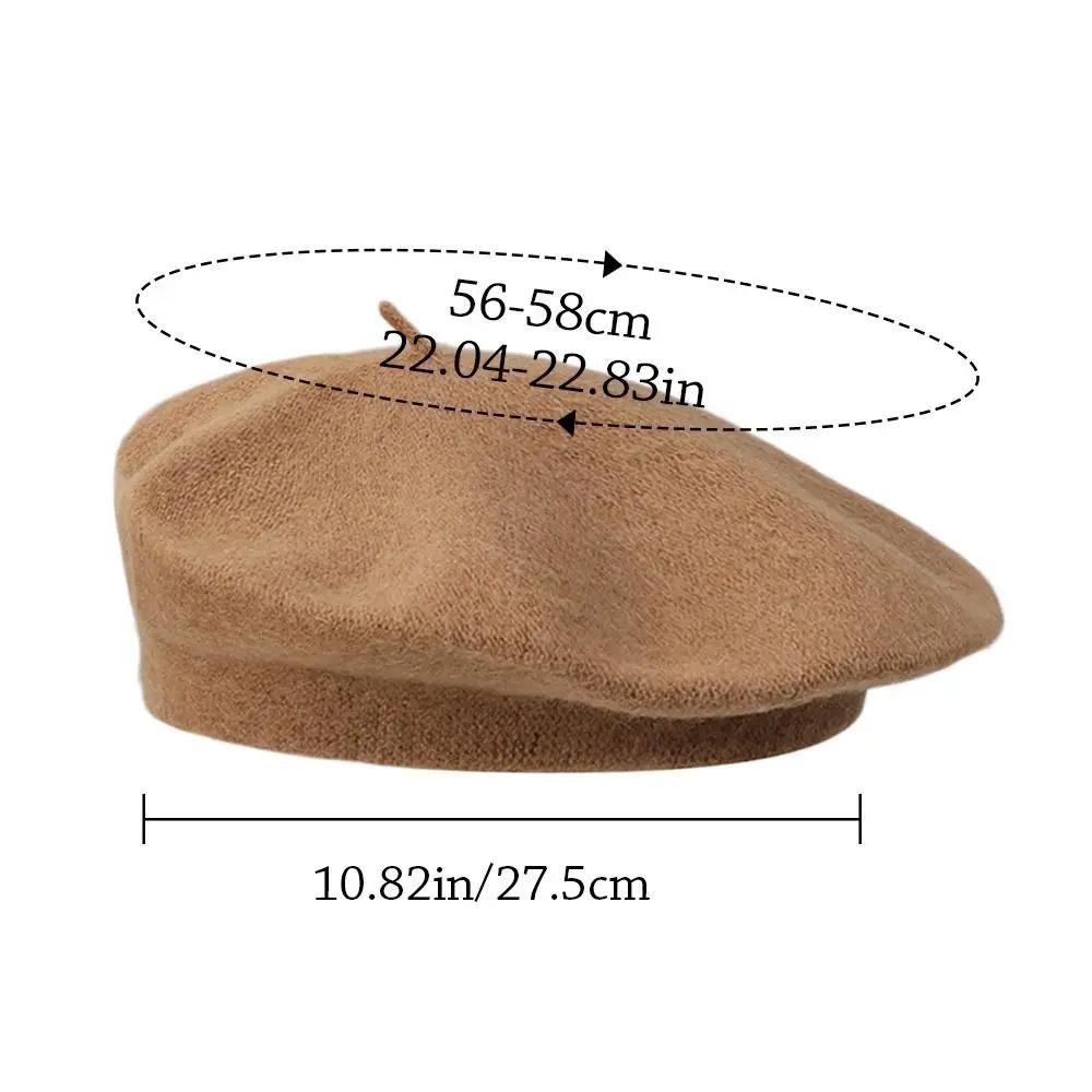 Bérets en laine chauds pour femmes, chapeau de couleur unie, casquette unie élégante, rétro, tout as
