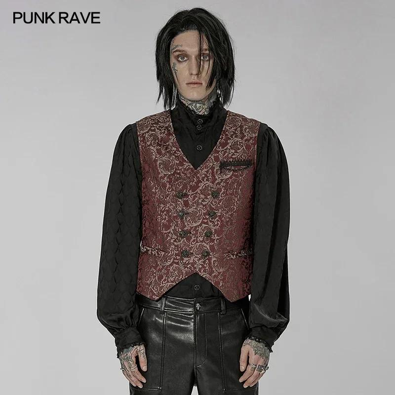 PUNK RAVE-Gilet Gothique Non artificiel astique pour Homme, Jacquard Effet 3D, Magnifique, 3 Couleur