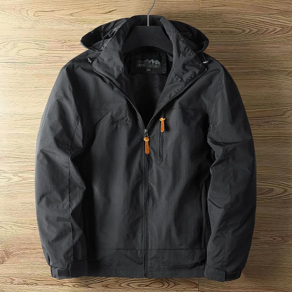 Veste de poinçonnage à Section fine pour hommes, vestes d'extérieur avec chapeau, vêtements de rue à