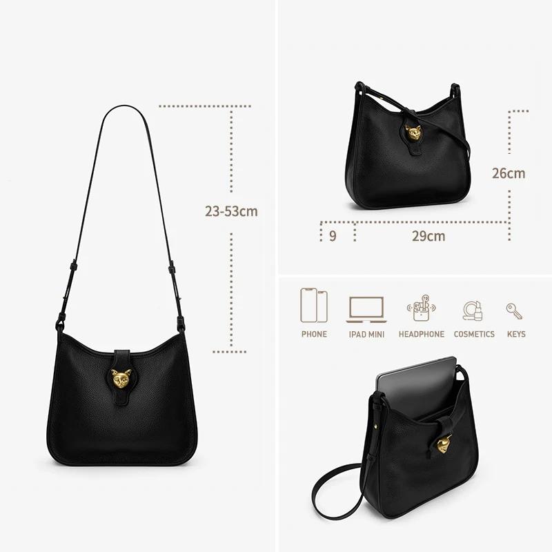 BAFELLI Nouveau sac seau en cuir de bétail naturel pour femme – Épaule et bandoulière polyvalentes e
