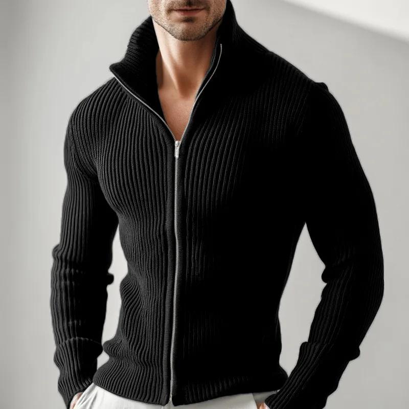 Nouvelle veste zippée en tricot pour homme automne/hiver, pull décontracté ample et confortable à co