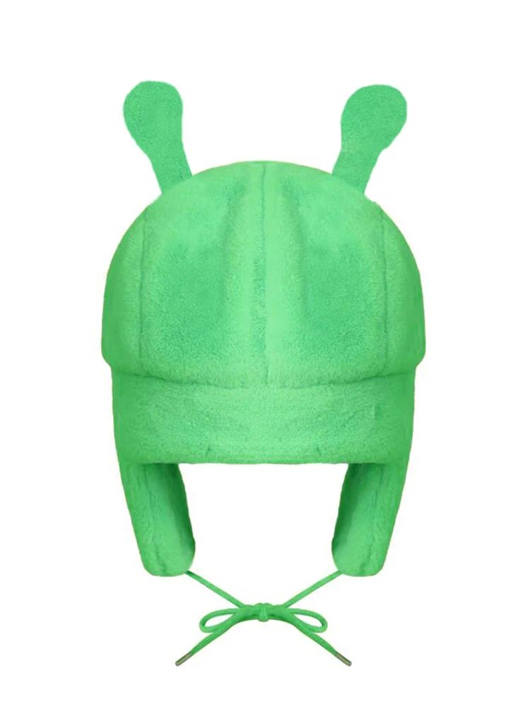 Chapeau en peluche extraterrestre vert pour enfants, chapeau Ushanka, casquette Anime de dessin anim