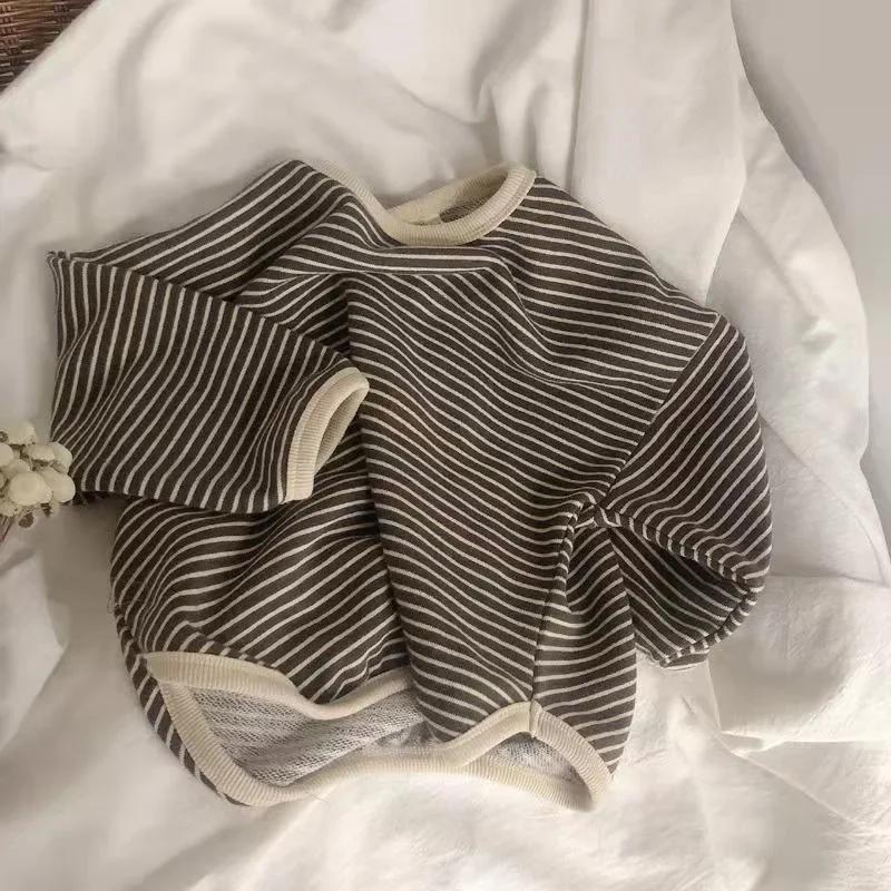 Lawadka coton vêtements pour enfants à manches longues T-shirts rayé bébé garçon hauts pour filles d