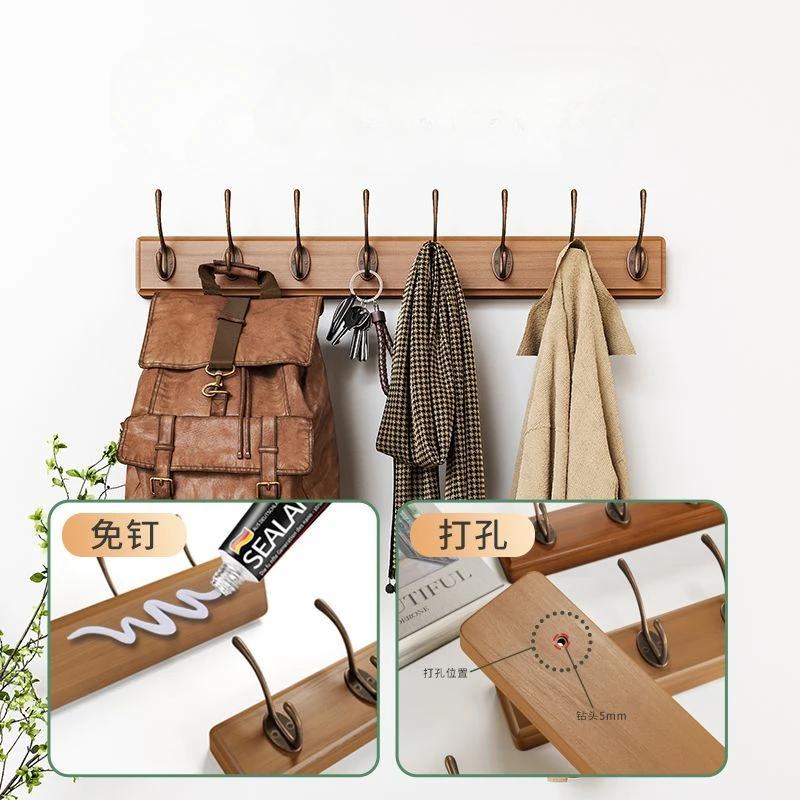 Cintres en noyer noir, crochets en bois pour vêtements, chambre à coucher, vestiaire, meubles de ran