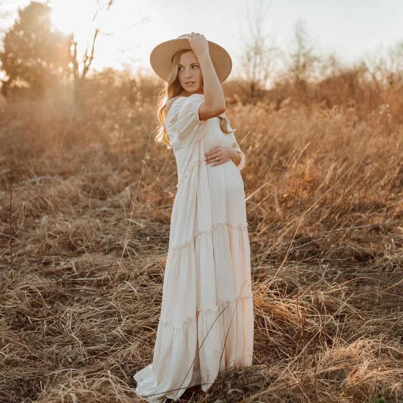 Robe de grossesse en coton pour séance Photo bohème, pour femmes enceintes, pour réception-cadeau po