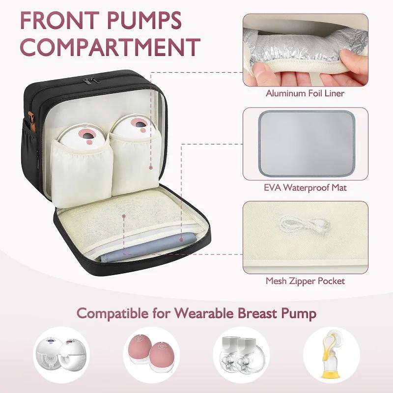 Sac de tire-lait détachable avec compartiment glace - sac de voyage portable pour lait maternel réfrigéré