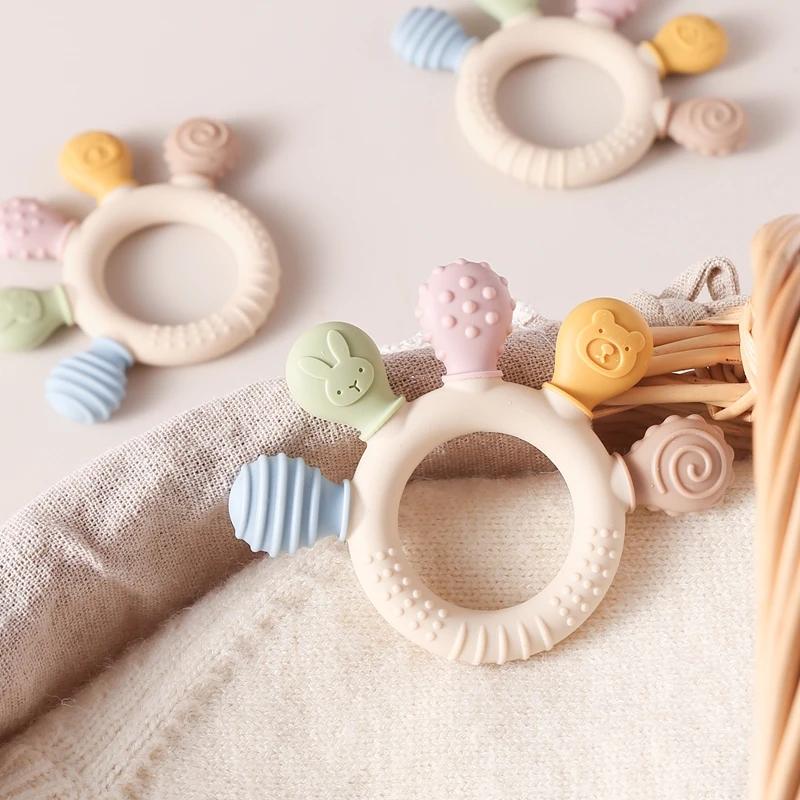 Anneau de dentition en silicone sans BPA pour bébé, jouets TeWindsor pour tout-petit, cadeaux pour b