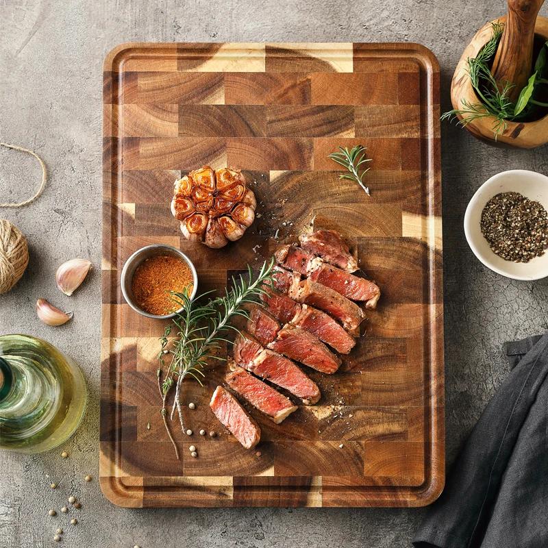 XINZUO Planche à découper en bois d'acacia, couper JxFruit Viande Cuisine de qualité décennie s à dé