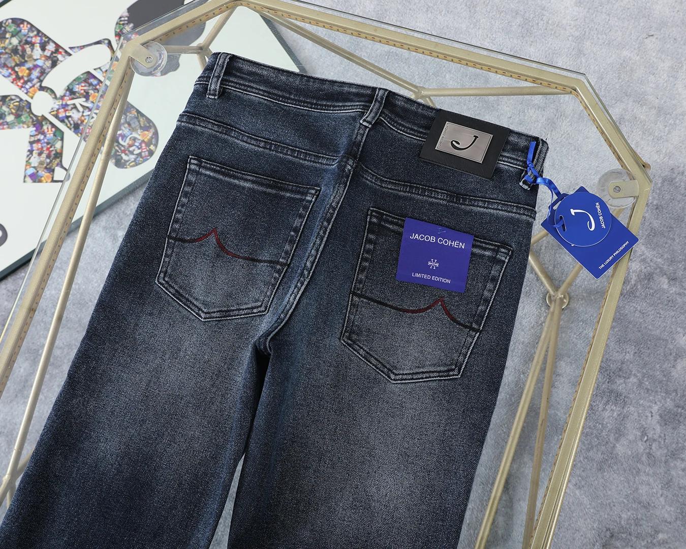 OECHSLI jean épais coton hommes 2025 automne hiver nouvelle broderie chaud haute qualité mode droite