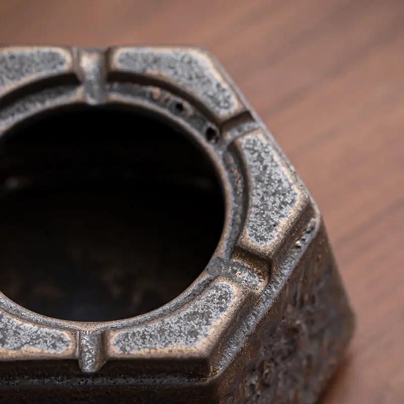 Cendrier en céramique rouillée de style japonais, ancien cendrier de puits, tasse à fumée, décoratio