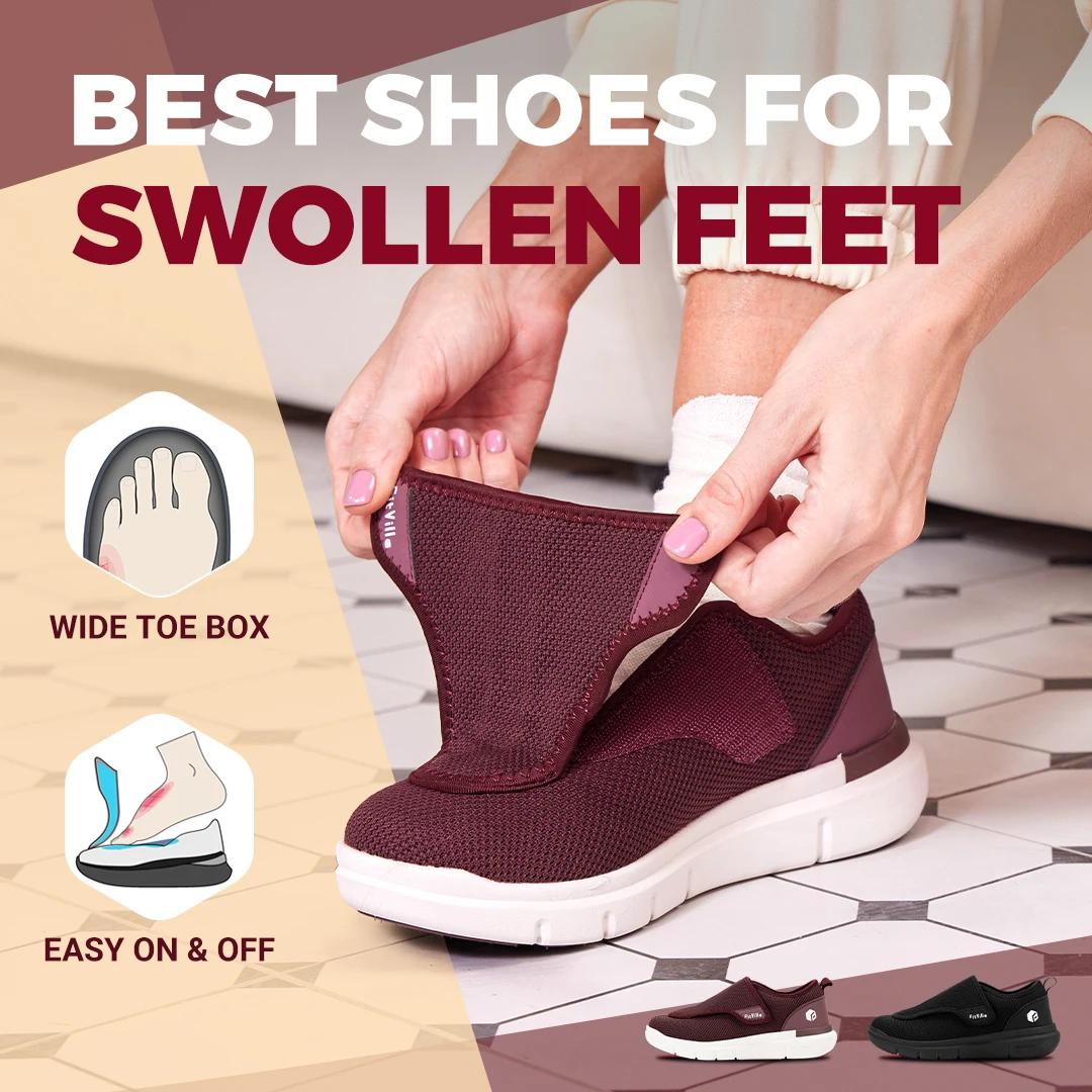 FitVille Chaussures pour diabétiques extra larges pour femmes Chaussures de marche réglables pour pe