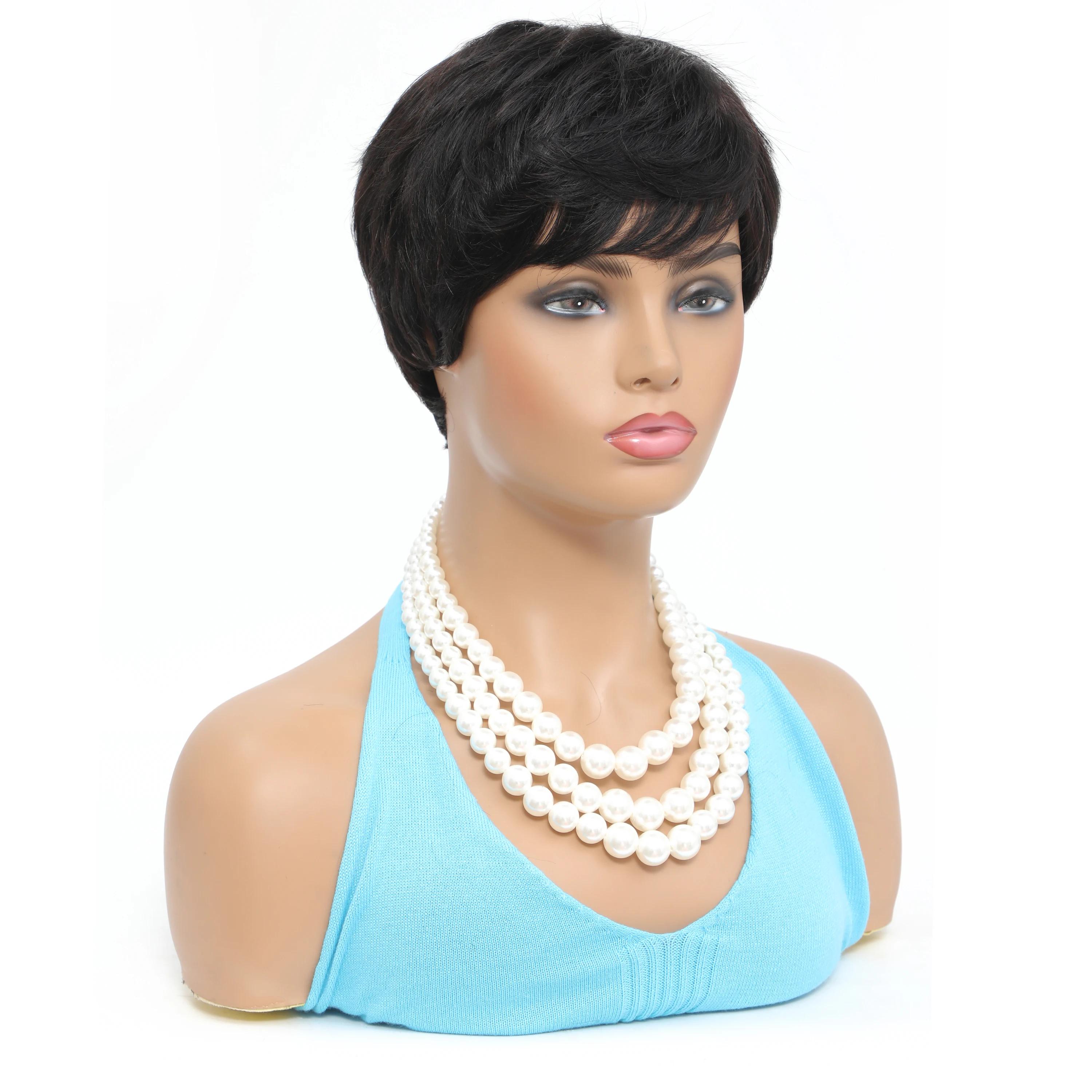 Perruques Pixie Cut pour femmes, perruque courte en cheveux humains avec frange, perruque Pixie Cut