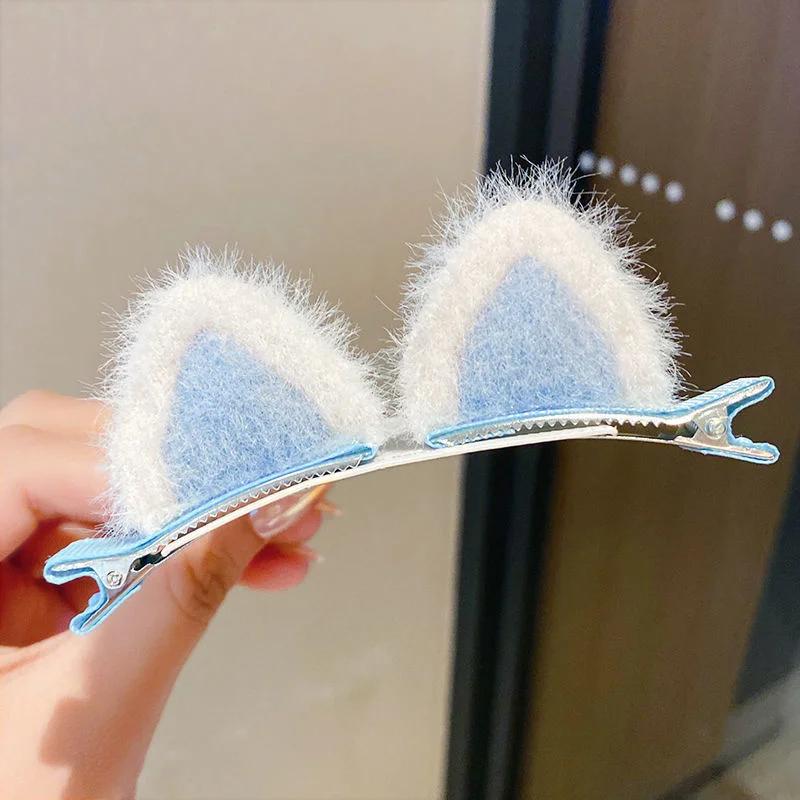 Épingles à cheveux oreilles de chat en peluche pour filles, 2 pièces, Clips à cheveux, accessoires p