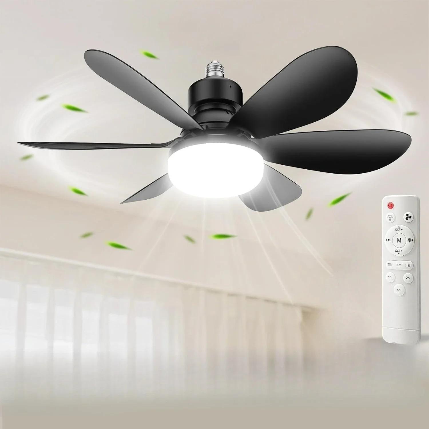 E27 Base LED ventilateur de plafond lumière avec télécommande 85 V-265 V tension 3 couleurs lumières