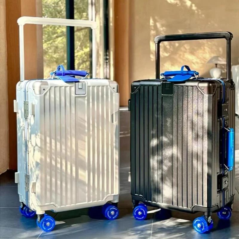 Valise à guidon large, bagage roulant, cadre en aluminium de grande capacité, boîtier de chariot ave