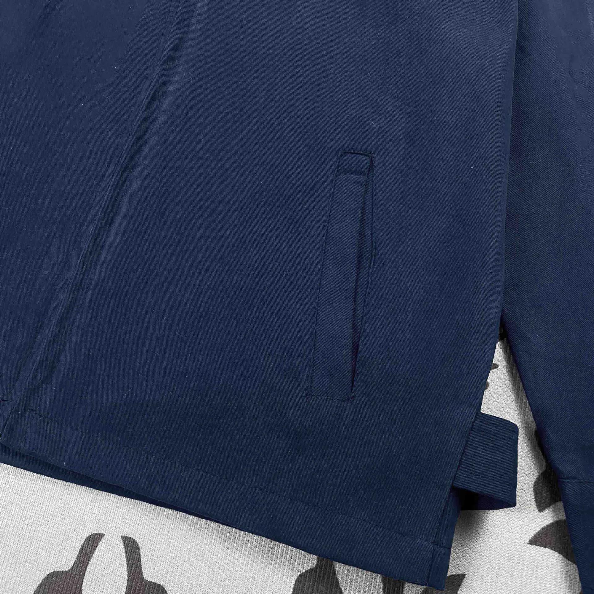 Veste à revers en pur coton pour hommes, haut brodé, 3 couleurs, décontracté, couleur unie, automne