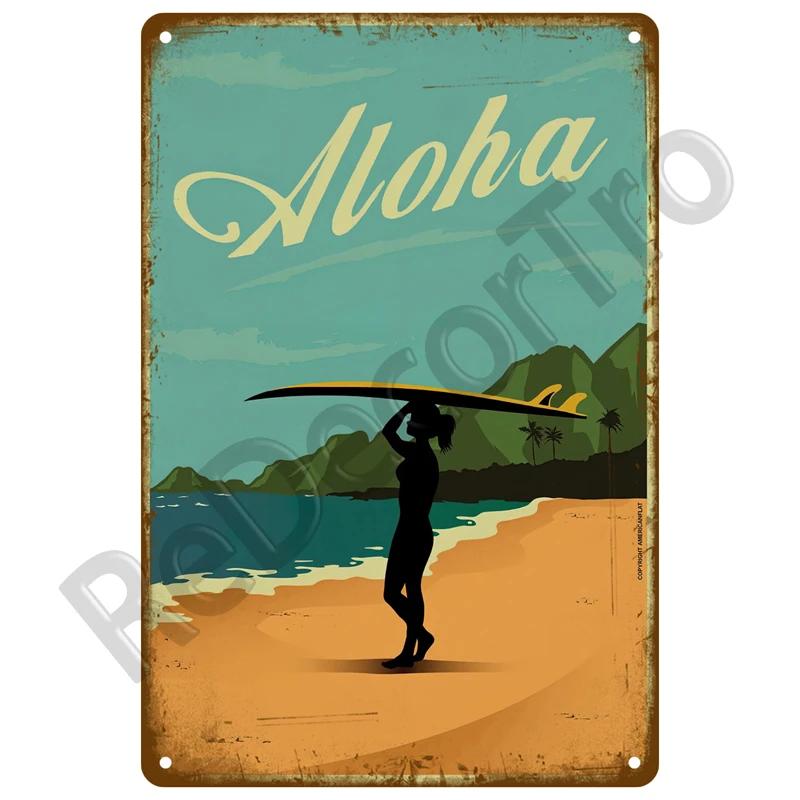 Plaque métallique pour décoration murale de maison, pour Bar de plage, bord de mer, Club de Surf, pe