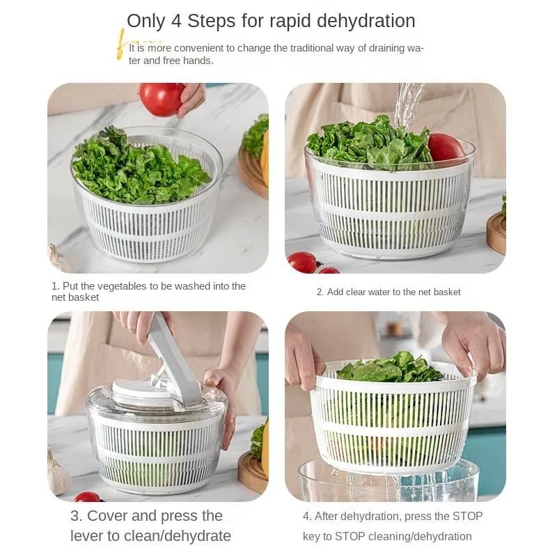 Essoreuse à salade multifonctionnelle, cuir chevelu de laitue, déliaison des légumes, laveuse, sécho