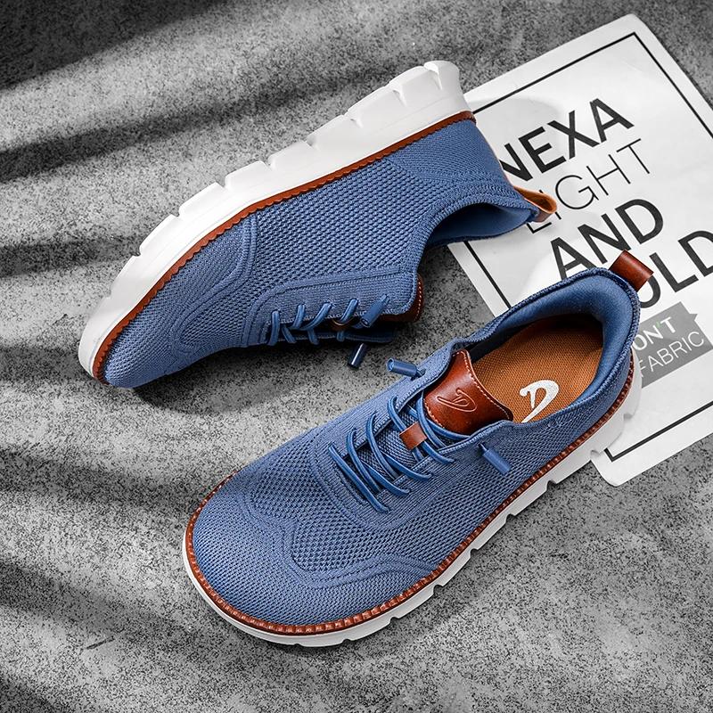 Élégant hommes large boîte chaussures pieds nus chaussures décontracté maille richelieu baskets mini