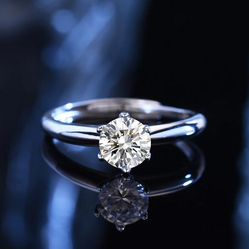 Bague Moissanite en argent Sterling 925 véritable pour femmes, bague brillante de couleur D avec pro