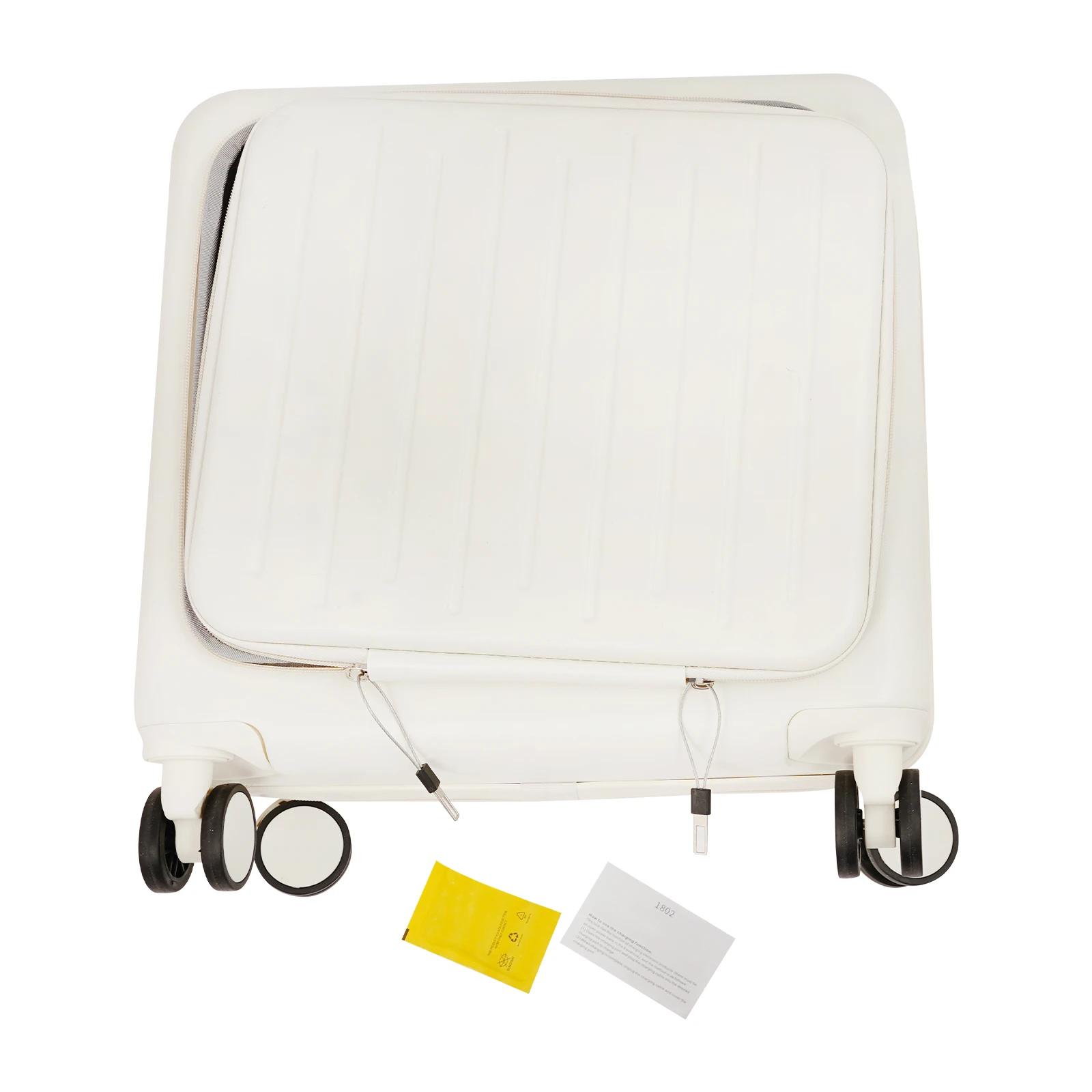 Valise cabine ABS 18 pouces avec ouverture frontale 180° ° Valise de voyage avec compartiment pour