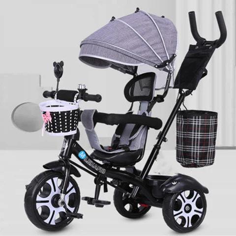 Tricycle enfant LazyChild avec siège rotatif, cadre métallique, pour 1-5 ans, vélo bébé, poussette a