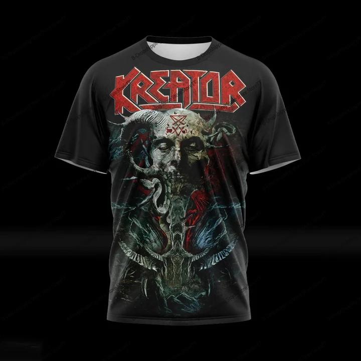 Nouveau Rock Kreator Band 3D imprimé hommes et femmes T-shirts mode manches courtes Hip Hop rue haut