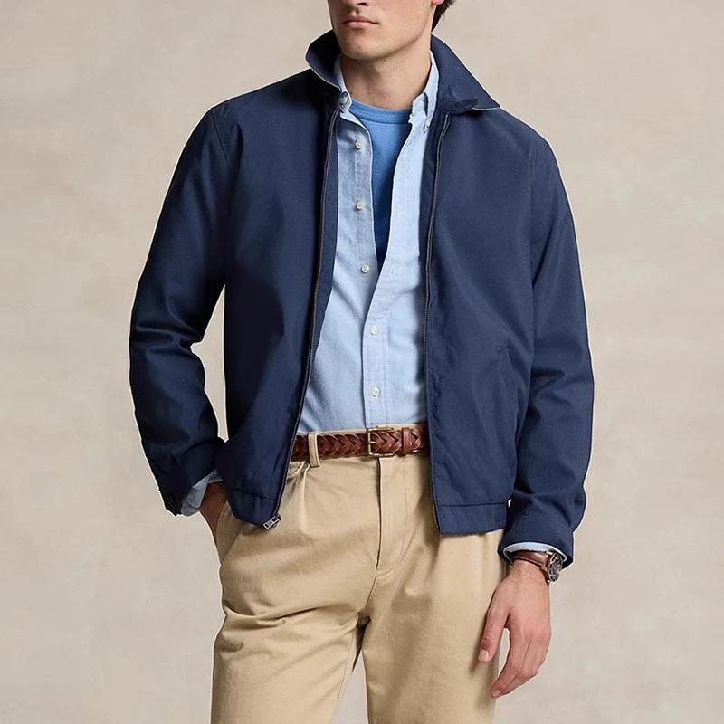 Veste décontractée Simple de couleur unie pour hommes, polyvalente, manches longues, col, poche, 3 c