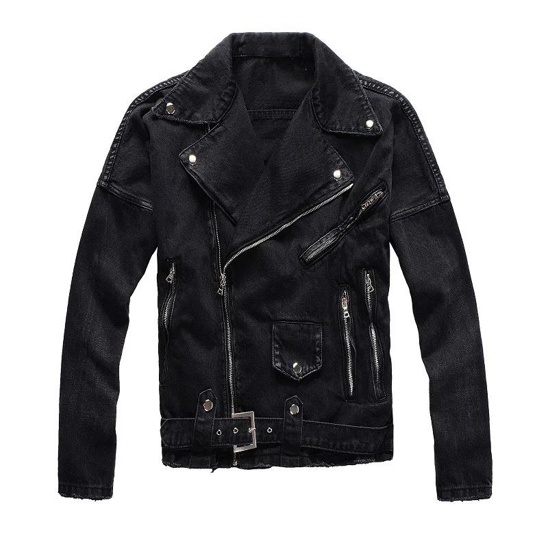 Veste en jean pour homme, col rabattu, fermeture éclair, manches longues, style vintage délavé, stre