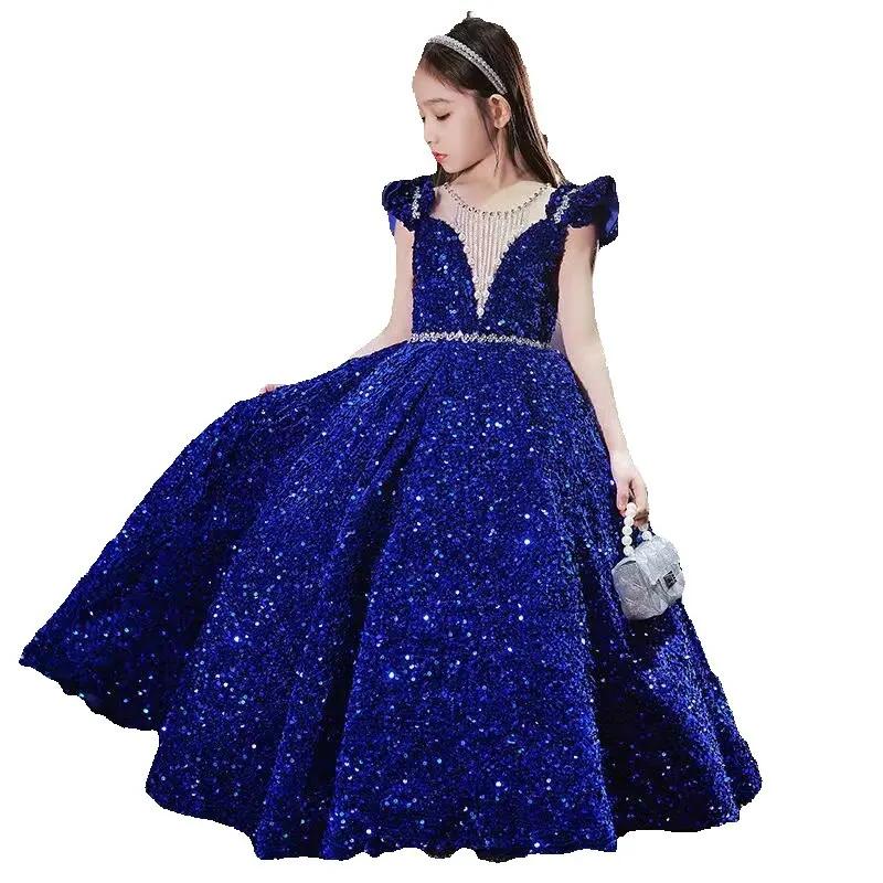 Robe de Princesse Longue à Paillettes pour Fille, Tenue de Bal Élégante, Cadeau d'Anniversaire, Mari