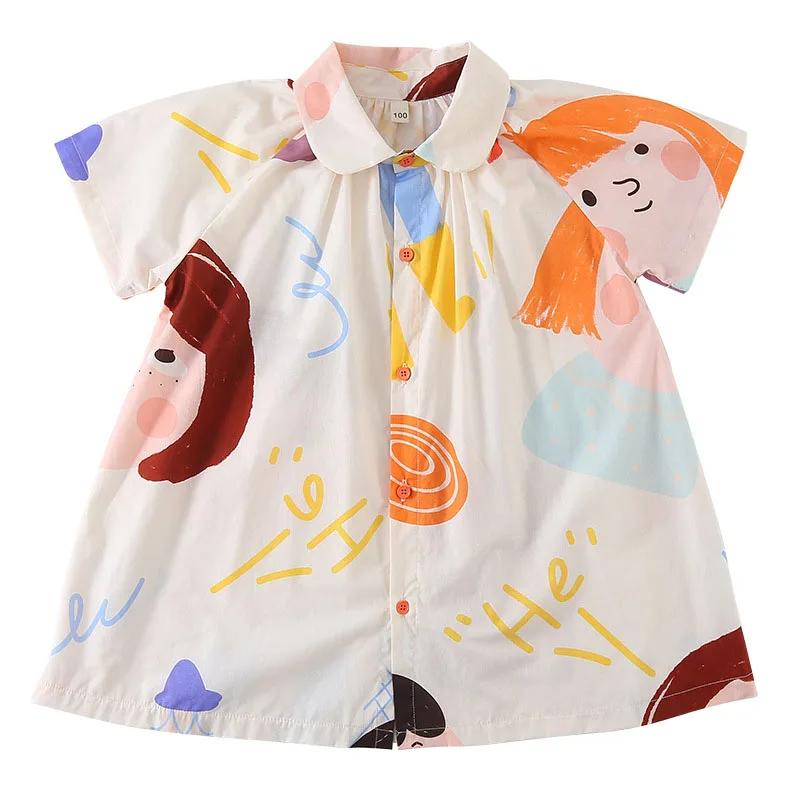 Ensemble de vêtements d'été amples pour enfants : Robe mignonne à motifs graffiti pour filles et che