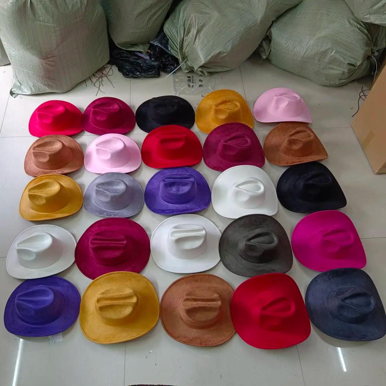 Chapeau de cowboy en daim vert armée, nouveau modèle grande taille, en daim, avec dessus en forme de