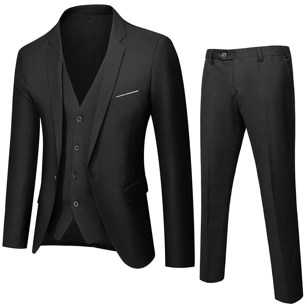 Costume pour homme de style coréen, deux pièces, coupe ajustée, formel, pour mariage, tenue de témoi