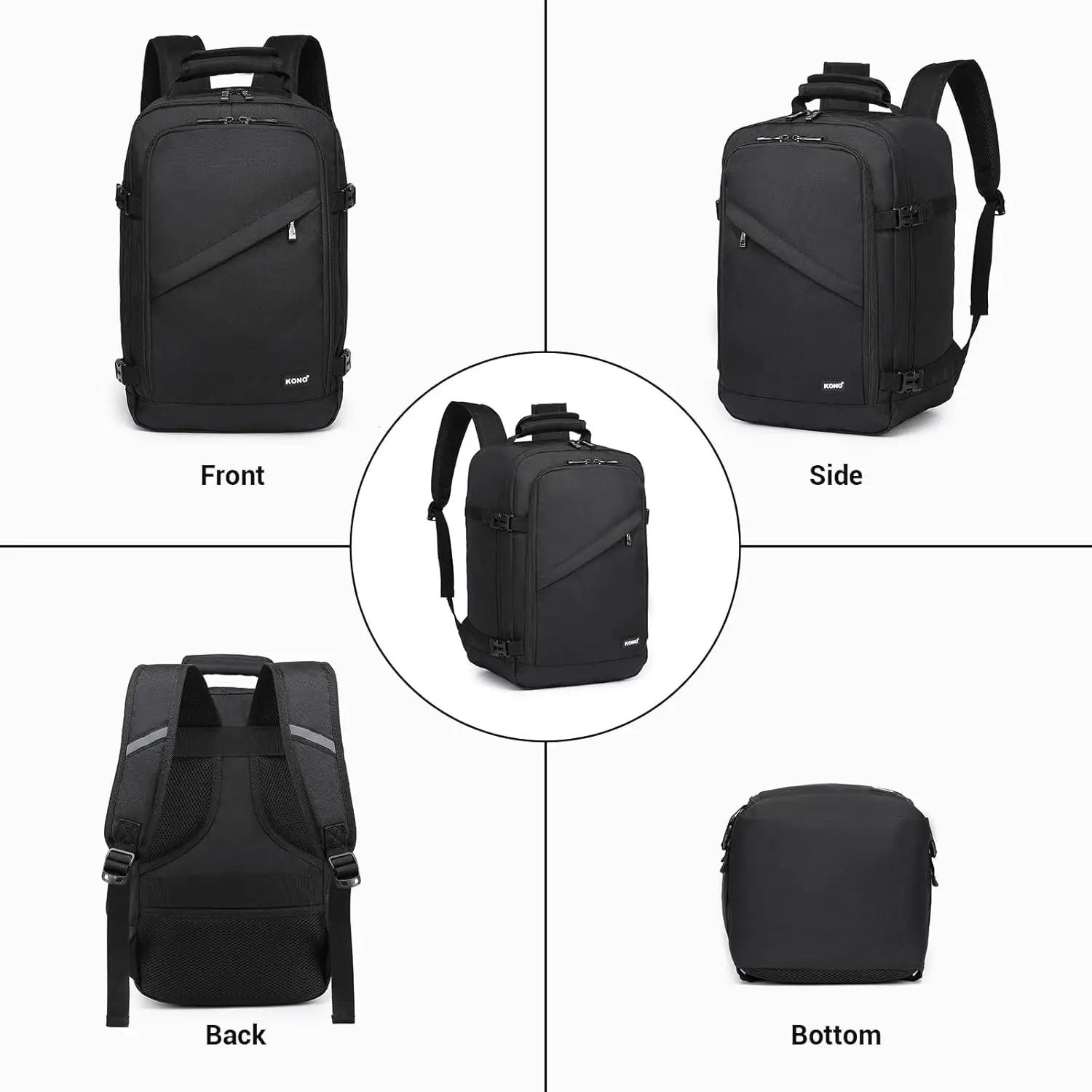 Sac de cabine KONO 40x20x25cm GRS, sac à dos de 20L pour bagage à main Ryanair sous le siège, en pol