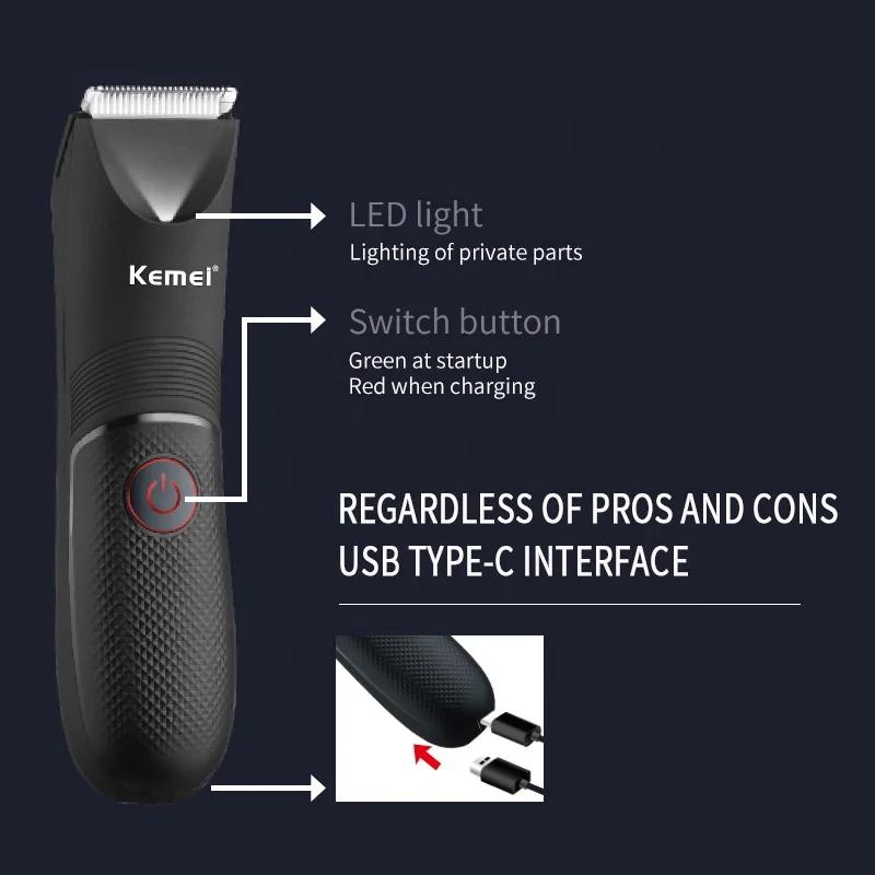 Kemei KM-1838 zone d'aine tondeuse à cheveux tondeuse à gazon lame en céramique imperméable humide s