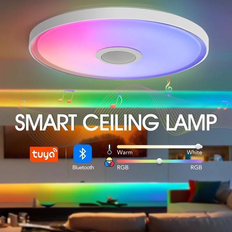Plafonniers intelligents LED RGB APP télécommande gradation éclairage domestique moderne lumière mus