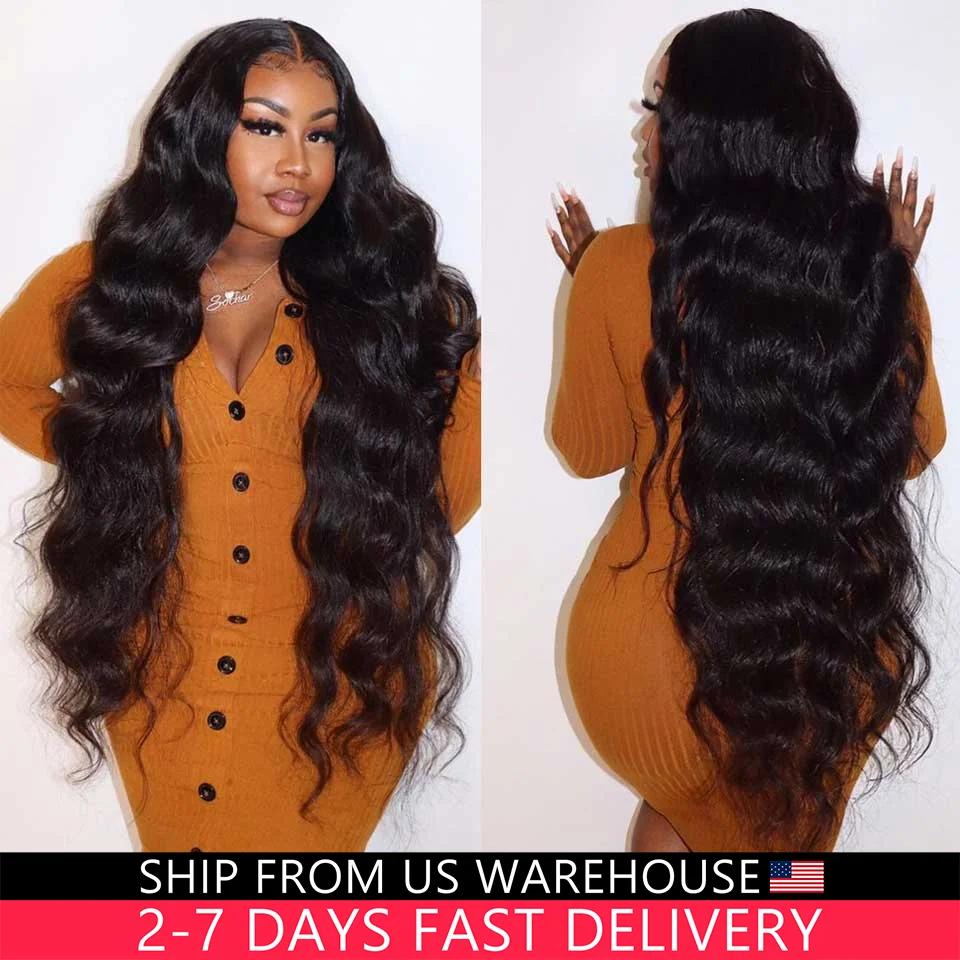Perruque Lace Front Wig Body Wave 360 Naturelle, Cheveux Humains, 13x4, 13x6, HD, Closure 5x5, 30 32