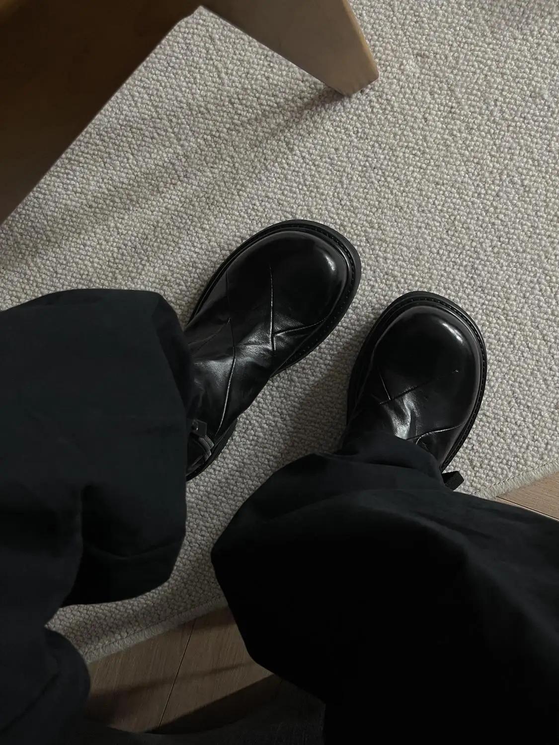 Bottes Chelsea en polaire pour hommes, bottes courtes à grande tête, tendance, Style britannique, re