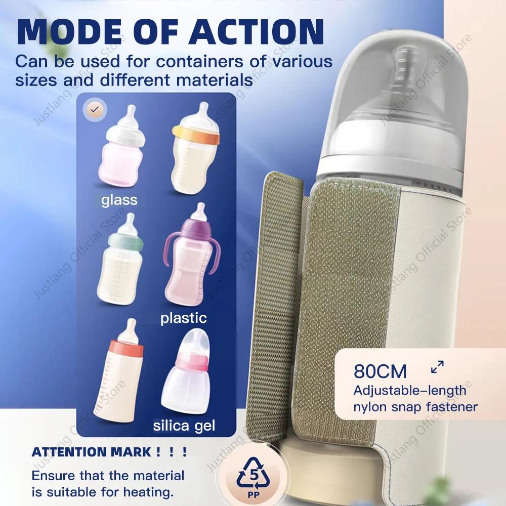 JUSTLANG 10000mAh chauffe-biberon 5 niveaux de chaleur multifonction chauffe-lait maternel contrôle