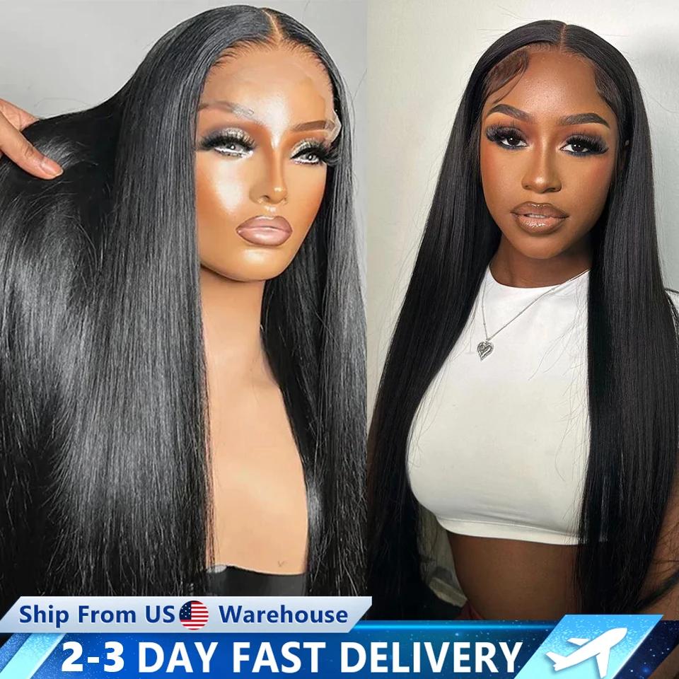 Sophia Straight Lace Front Wig, Perruques de cheveux humains, Perruque sans colle, Pas cher, Sans co