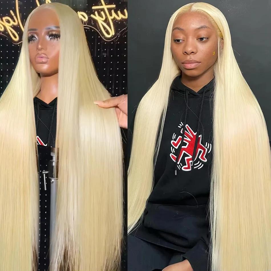 HD Transparent 613 Blonde droite 200 densité 13x4 13x6 dentelle avant perruques de cheveux humains p