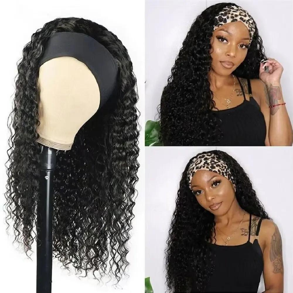 Perruque bandeau Deep Wave en cheveux humains, densité 200%, pour femmes, entièrement fabriquée à la