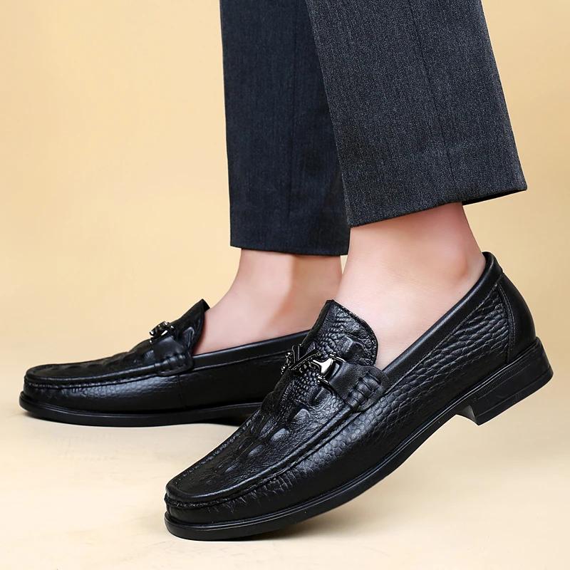 Mocassins d'été en cuir véritable pour hommes, chaussures décontractées pour adultes, chaussures de
