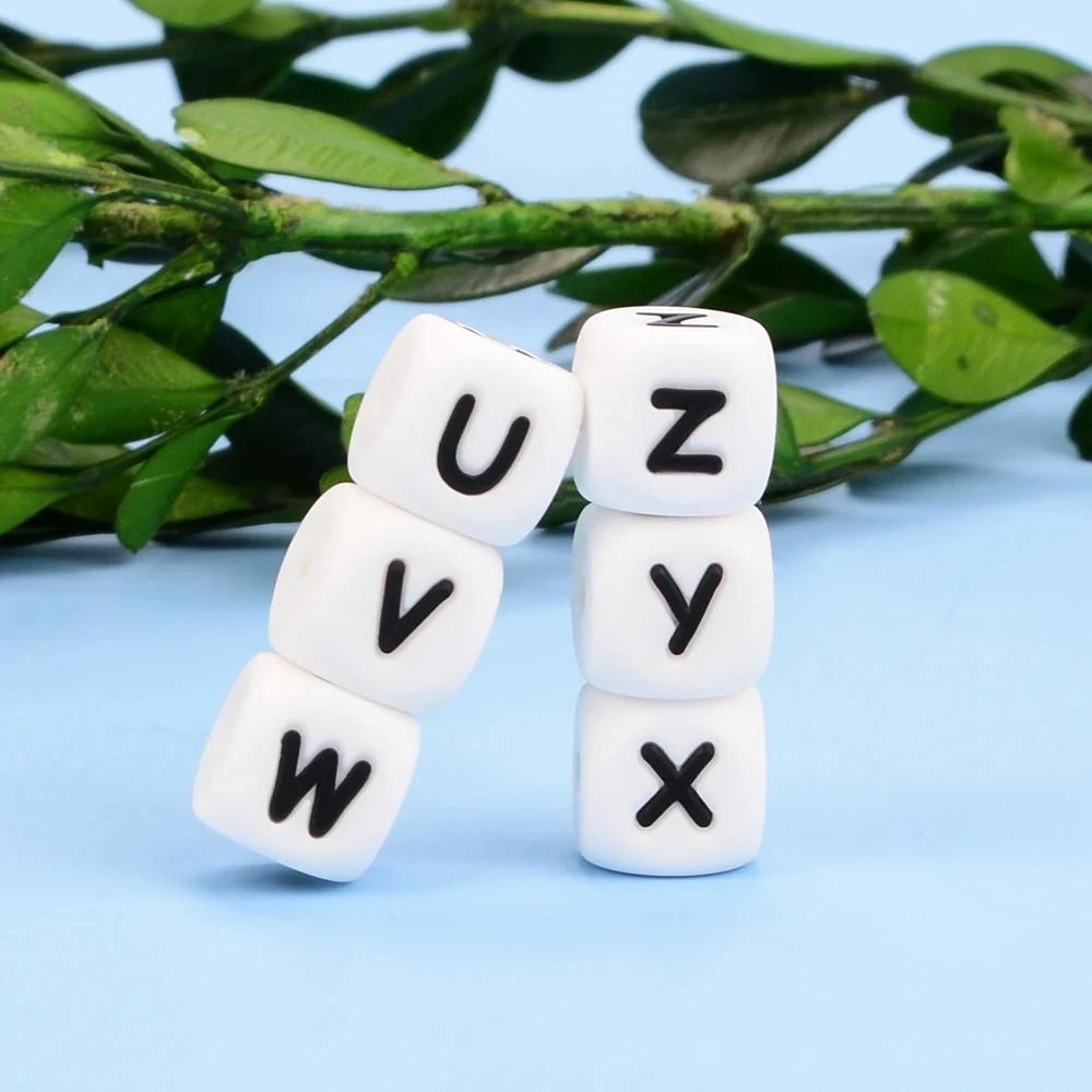 LOFCA 40 pièces/lot Alphabet 12mm lettre de qualité alimentaire perles en Silicone bébé perle sucett