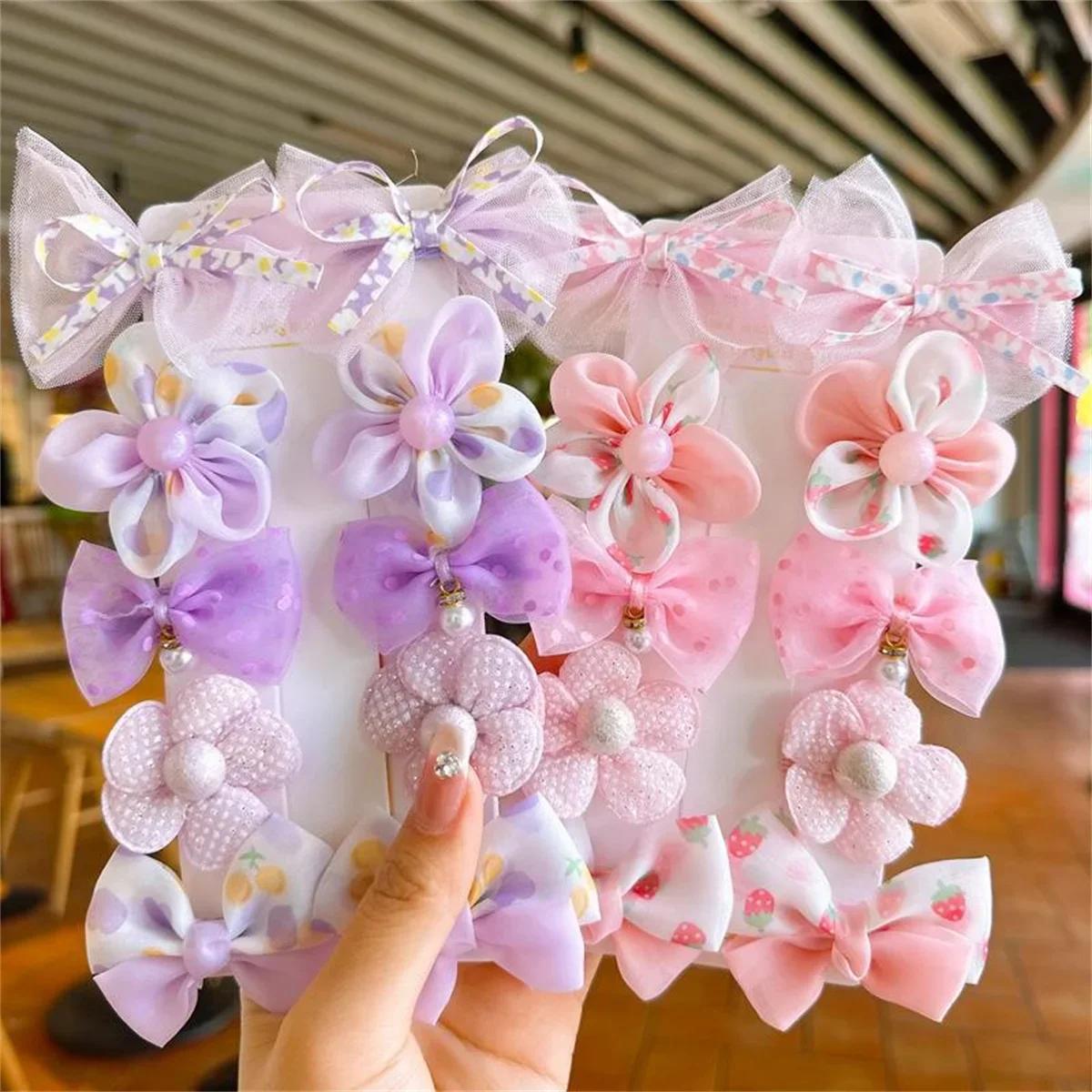 Pinces à cheveux en dentelle pour bébé, 10 pièces/ensemble, nœuds mignons, fleur, épingles à cheveux